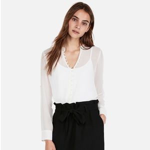 XXS slim chiffon portofino blouse Express